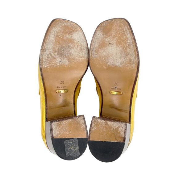 GUCCI Vegas Horsebit Collapsible Heel Metallic Leather Loafer 37 - Picture 10 of 14